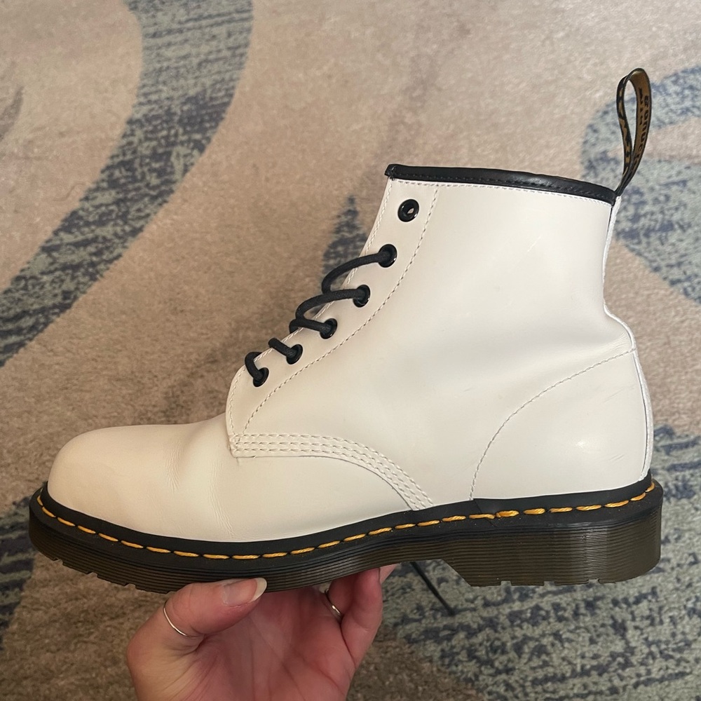 Size 10 Matte White Dr. Martens Combat Boot